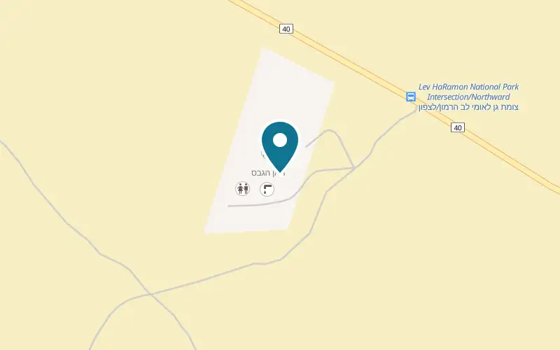 Map showing Khan HaGeves at In the heart of Makhtesh Ramon, Mitzpe Ramon