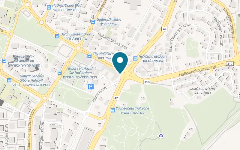 Map showing Kuzina at 58 Du'ani Boulevard, Yavne