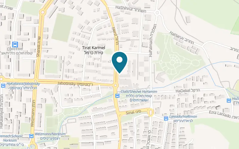 Map showing Laser Max at 2 Herzl Street, Tirat Carmel