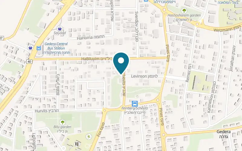 Map showing Lear Sense at 5 Shkhevitz Street, Gedera