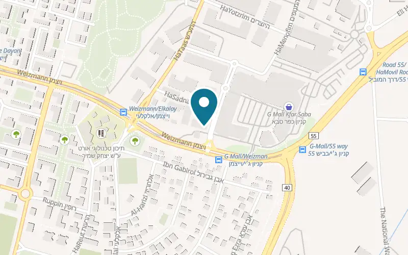 Map showing M25 Kfar Saba at 207 Weizmann Street, G compound, Kfar Saba