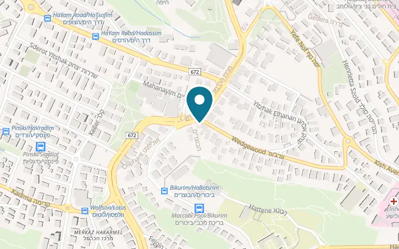 Map showing Madruba at 135 HaNassi Avenue, corner of Wedgwood, Carmel Center, Haifa