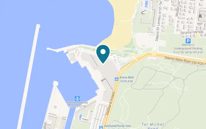 Map showing Marina Bay at 2 HaShunit Street, Arena Mall, Herzliya Marina, Herzliya