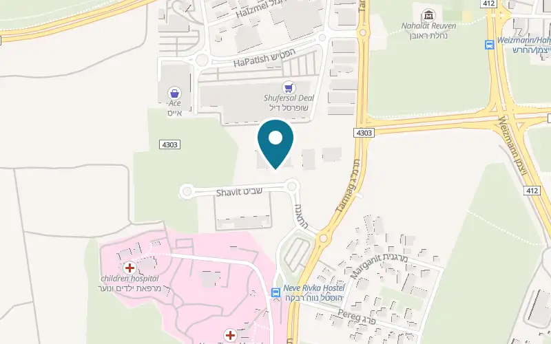Map showing Maya Pilates at 8 Shavit Street, the Science Buildings, building A, 4th floor, Ness Ziona