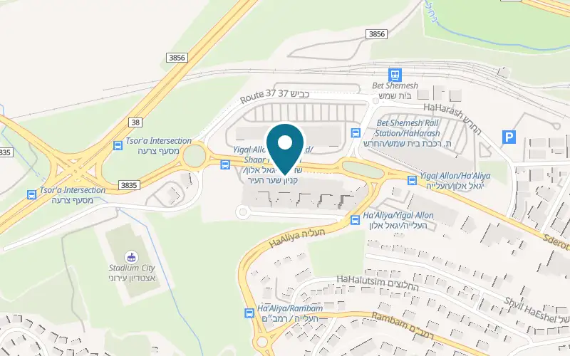 Map showing Meshulashim at 6 Yigal Alon Avenue, Beit Shemesh