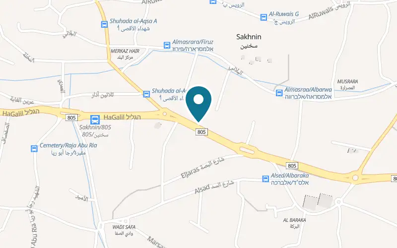 Map showing Mexicano City at Route 805, no. 44, Sakhnin