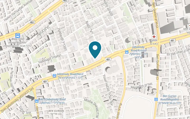 Map showing Mifgash Gruner at 127 Jabotinsky Street, Ramat Gan