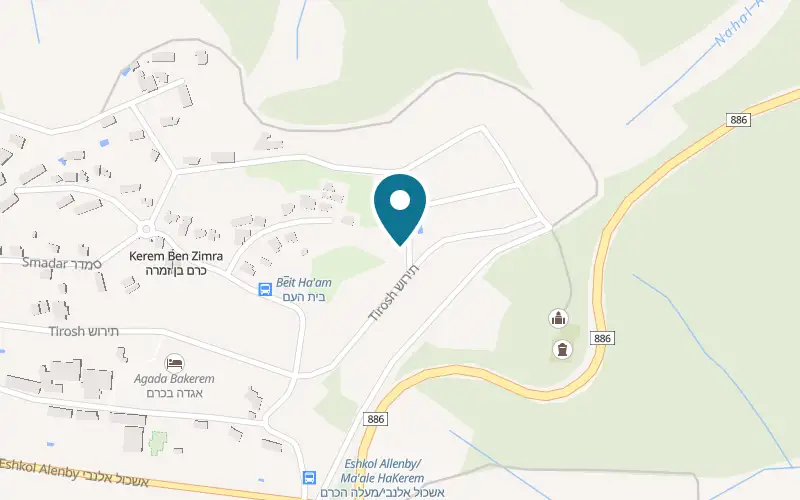 Map showing Miles Winery at Moshav Kerem Ben Zimra, Kerem Ben Zimra