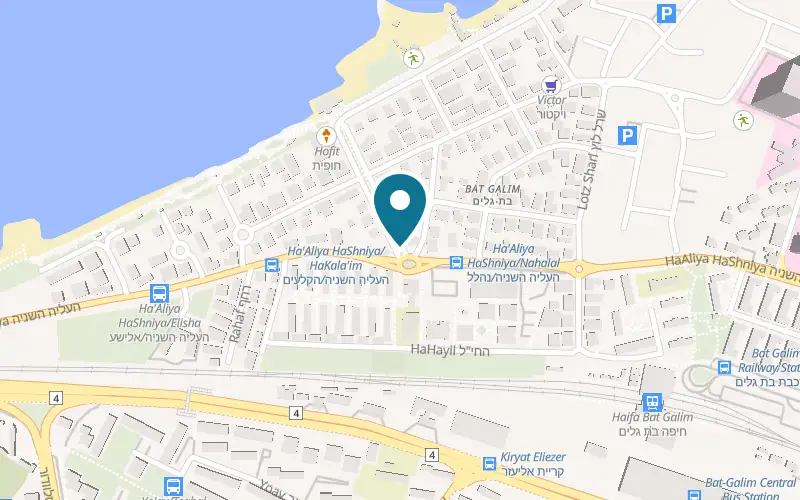 Map showing Millhouse Café at 14a Bat Galim Boulevard, Haifa