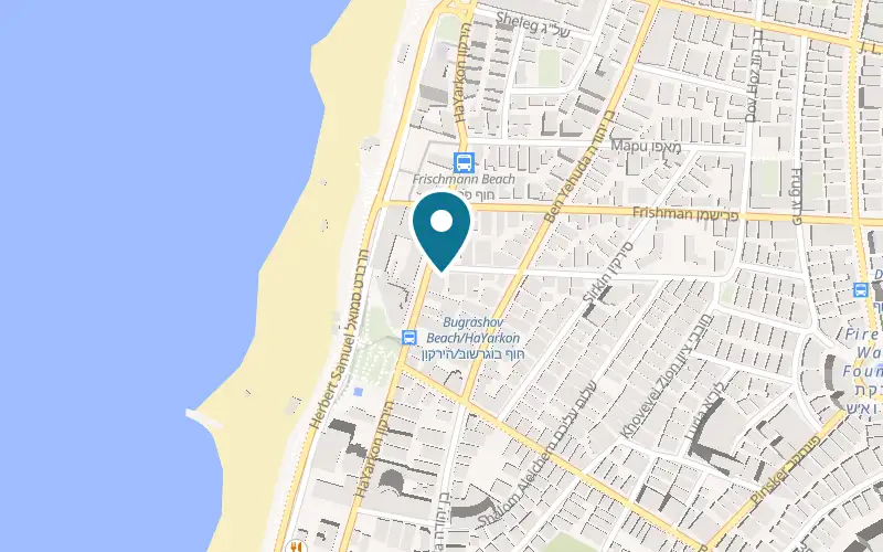 Map showing Molly Bloom's at 2 Mendele Mocher Sforim Street, corner of 100 HaYarkon Street, Tel Aviv-Yafo