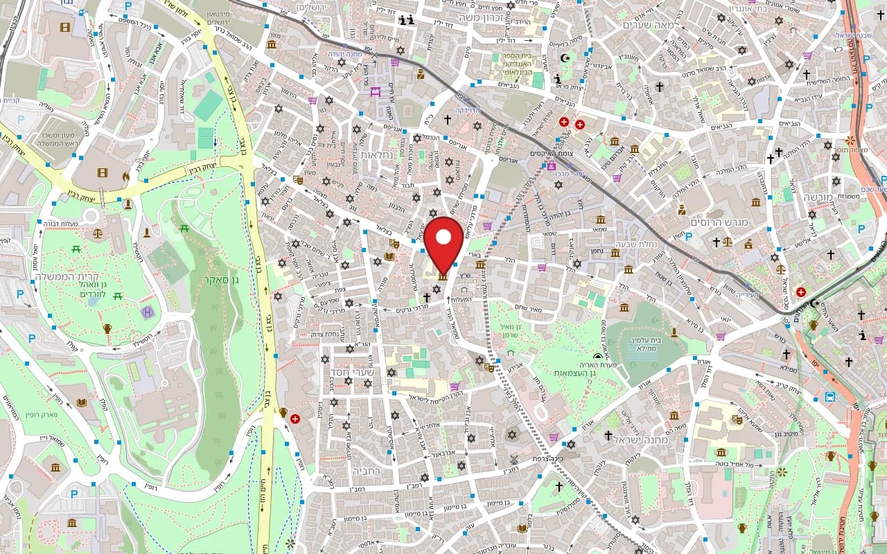 Map showing Mona at Artists' House, 12 Shmuel HaNagid Street, Jerusalem