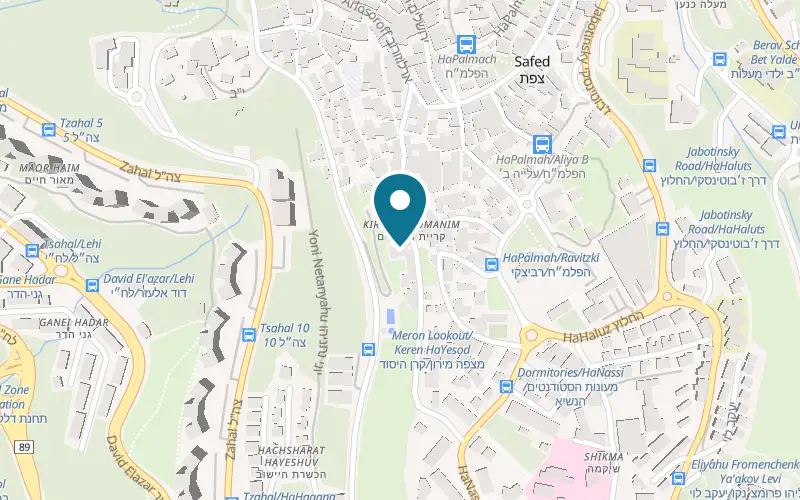 Map showing Muza Winebar at 1A Tet-Zayin Street, the Artists' Colony, in the Ruth Safed hotel, Safed