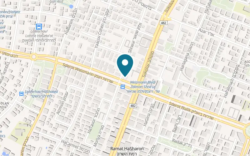 Map showing Nekudat Lechem at 6 Sderot Weizmann, Ramat HaSharon