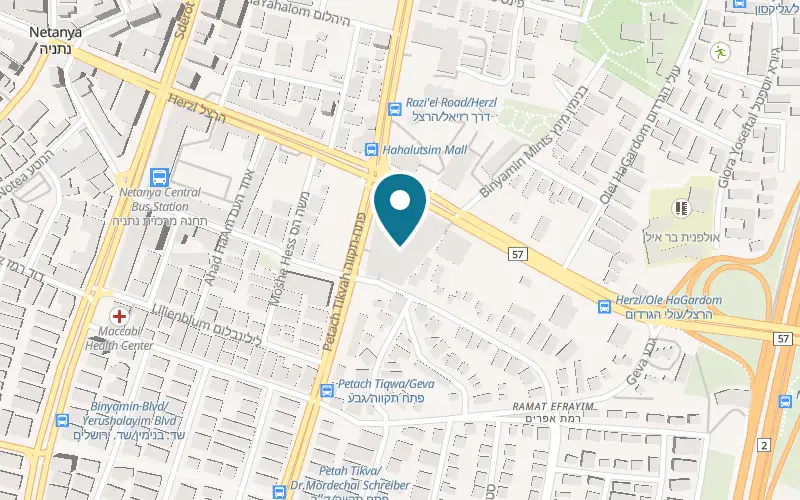 Map showing New Deli HaSharon Mall Netanya at 60 Herzl Street, HaSharon Mall, Netanya