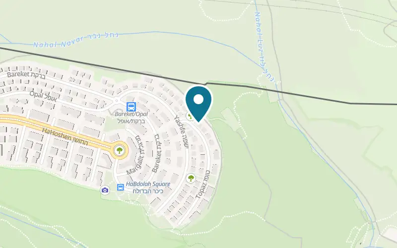 Map showing Nira Eyal Pilates Studio at 1 Topaz Street, Mevaseret Zion