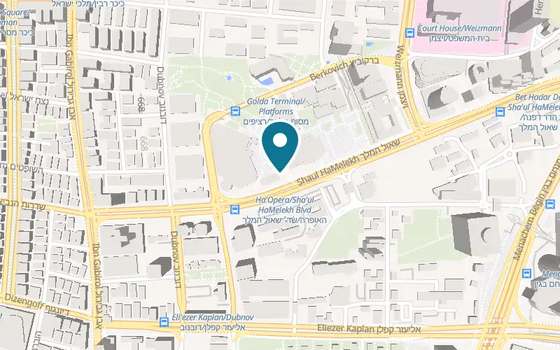Map showing Olivery at 23 Shaul HaMelech Boulevard, Cameri Theatre plaza, Tel Aviv-Yafo