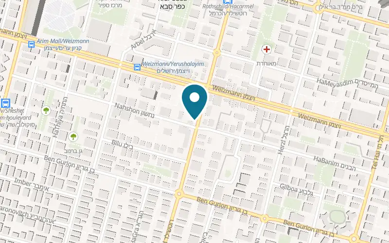 Map showing Pingwin Ice Cream at 43 Rothschild Street, Kfar Saba