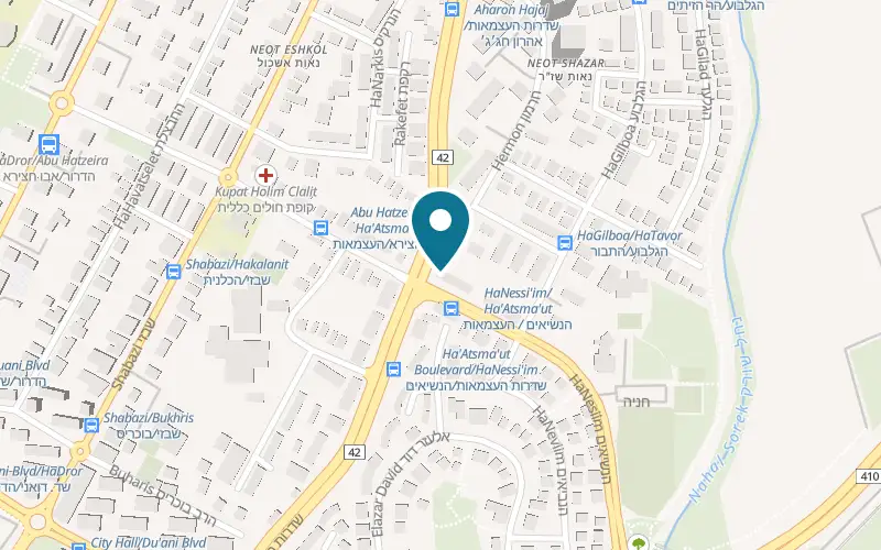 Map showing Pizza BaTabun at 9 HaAtsma'ut Boulevard, Yavne