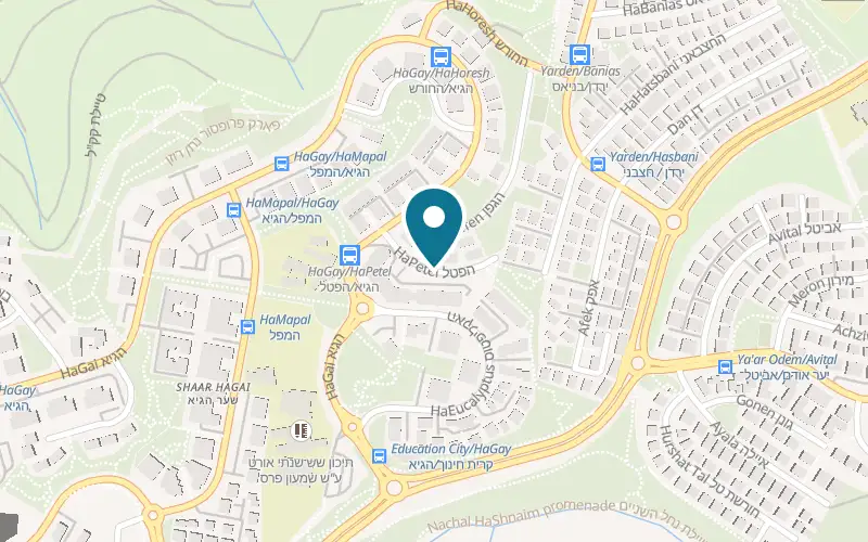 Map showing Pizza Betorina at 2 HaPetel Street, Yokneam Illit