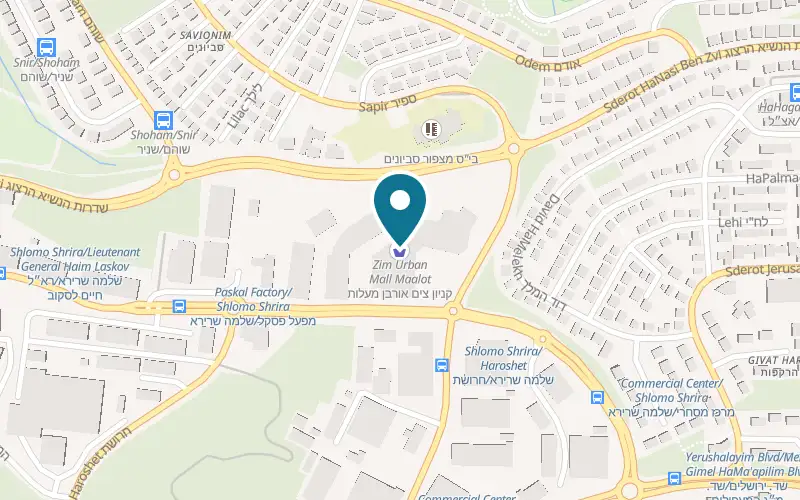 Map showing Pizza Hut Ma'alot-Tarshiha at Zim Center, Ma'alot-Tarshiha