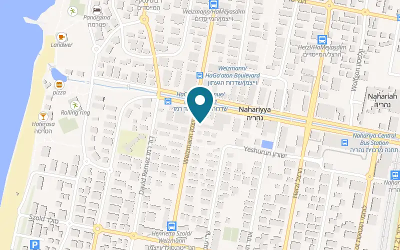 Map showing Pizza Hut Nahariya at 63 Weizmann Street, Nahariya