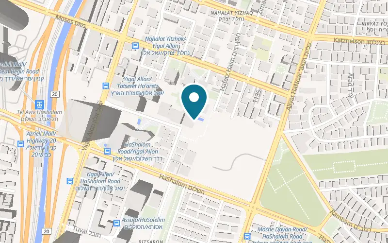Map showing Pizza Hut Tel Aviv Towers at 9 Totzeret HaAretz Street, Tel Aviv-Yafo