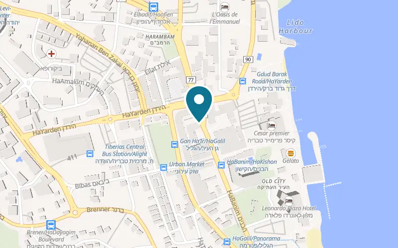 Map showing Pizza Hut Tiberias at 1 HaBanim Street, Tiberias