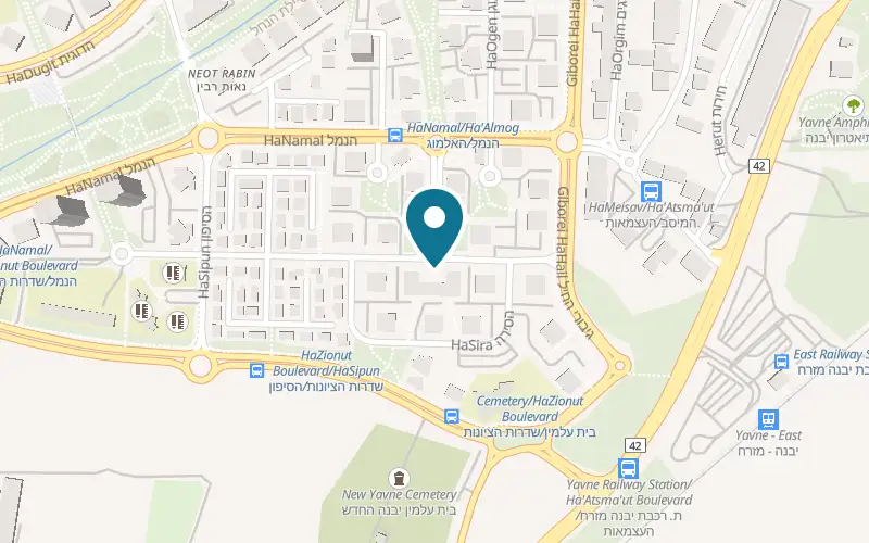 Map showing Pizza Hut Yavne at 22 HaNachshol Street, Yavne