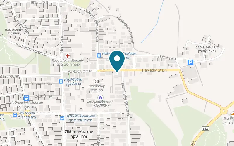 Map showing Pizza Hut Zichron Yaakov at 26 HaNadiv Street, Zichron Yaakov