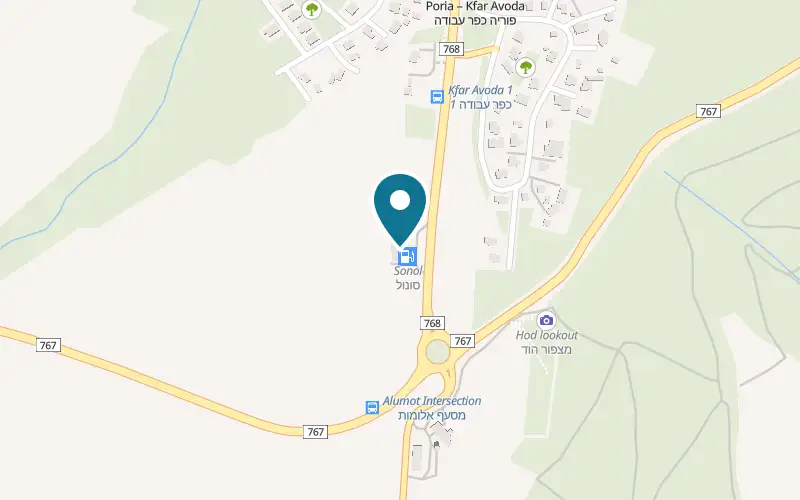 Map showing Pizza Pizzrini Alumot at Alumot Junction, Alumot