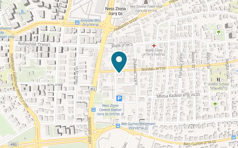 Map showing Pizza Shemesh Ness Ziona at 6 Nordau Street, Ness Ziona