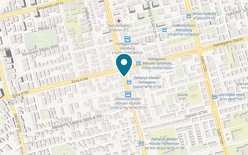 Map showing Pizza Shemesh Rehovot Ezra at 56 Ezra Street, Rehovot