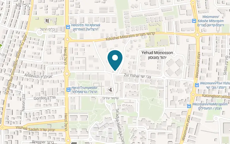 Map showing Pizza Sopranos at 1 Tzvi Yishai Street, Yehud