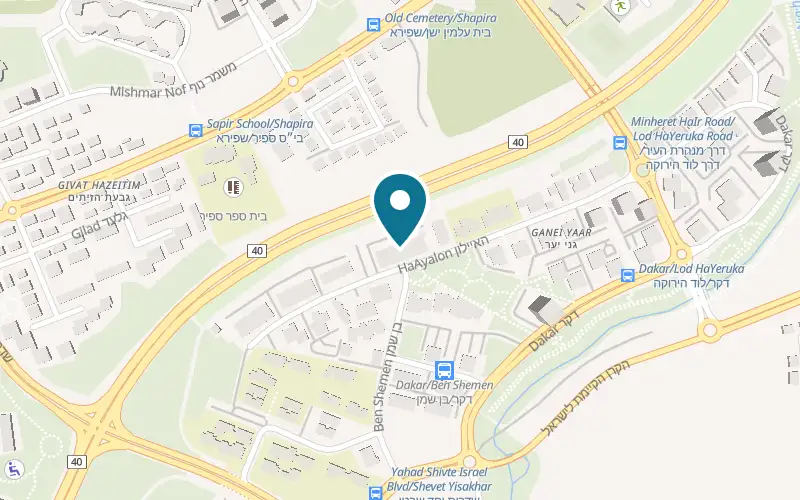 Map showing Pizza Story Lod at 12 HaAyalon Street, Lod