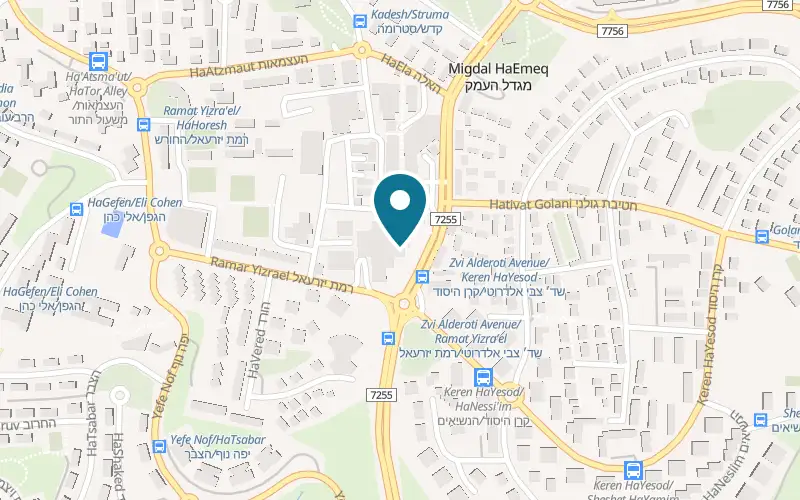 Map showing Pizza Story Migdal HaEmek at 16 Derech HaEmek, Migdal HaEmek
