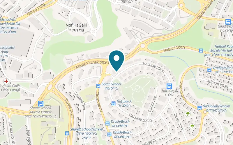 Map showing Pizza Story Nof HaGalil at 25 HaLulav Street, Nof HaGalil