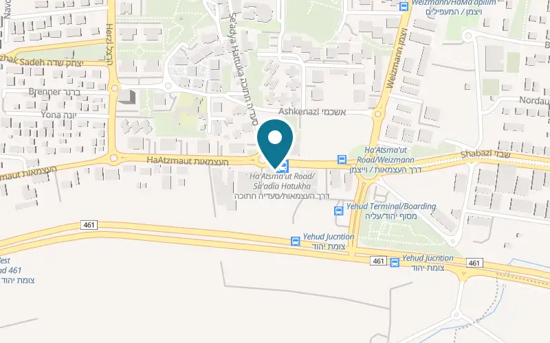 מפה: פיצה סטורי יהוד בהעצמאות 40, יהוד-מונוסון