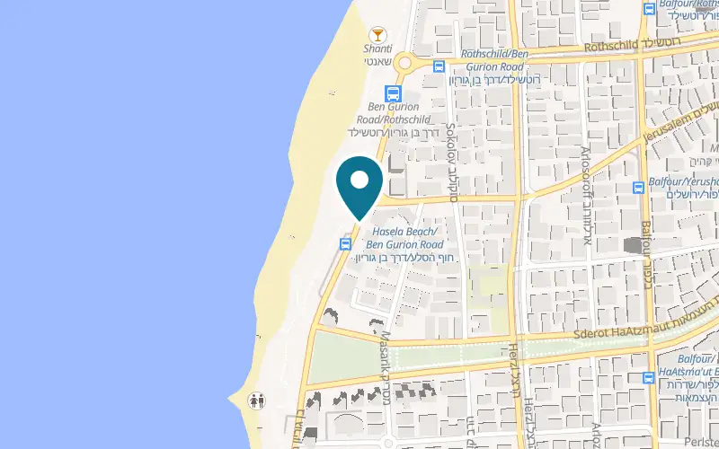 Map showing Portobello Pizza at 59 Ben Gurion Road, Bat Yam