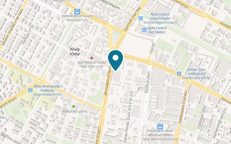 Map showing PROFIT Afula at 4 Yerushalayim Street, Afula