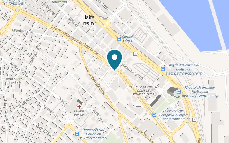 Map showing Shawarma Billy Downtown at 5 HaMeginim Avenue, downtown, Haifa