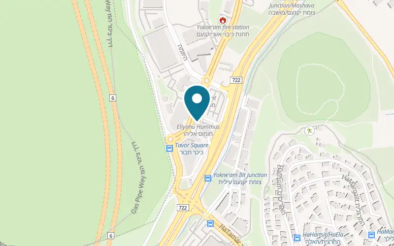 Map showing Shawarma Izraelov at 33 HaKidma Street, Yokneam Illit