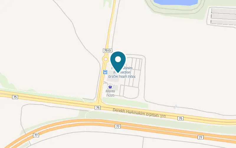 Map showing Shawarma Ronen at Hutzot Alonim complex, Alonim junction, Alonim