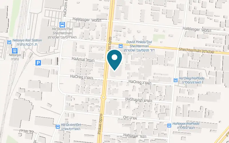 Map showing Shay Group Service Center at 11 HaOreg Street, Netanya