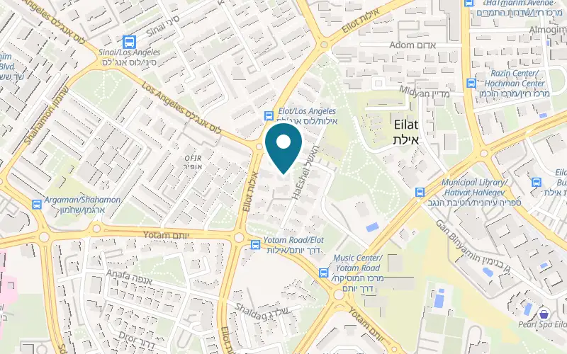 Map showing The Shelter Hostel at 149 HaEshel Street, Eilat