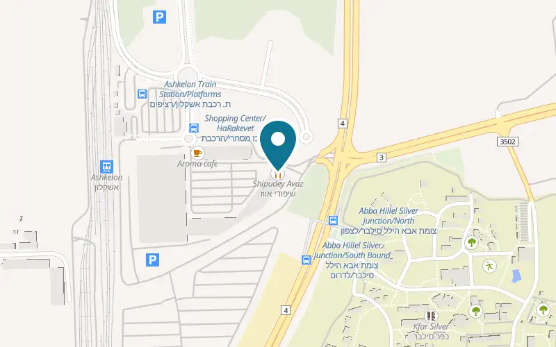 Map showing Shipudei HaAvaz at 1 HaRakevet Street, Power Center Ashkelon, Ashkelon