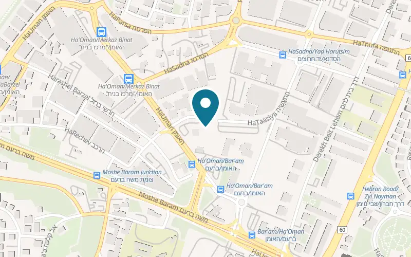Map showing Shnei HaOmanim Garage at 5 HaTaasiya Street, Talpiot, Jerusalem