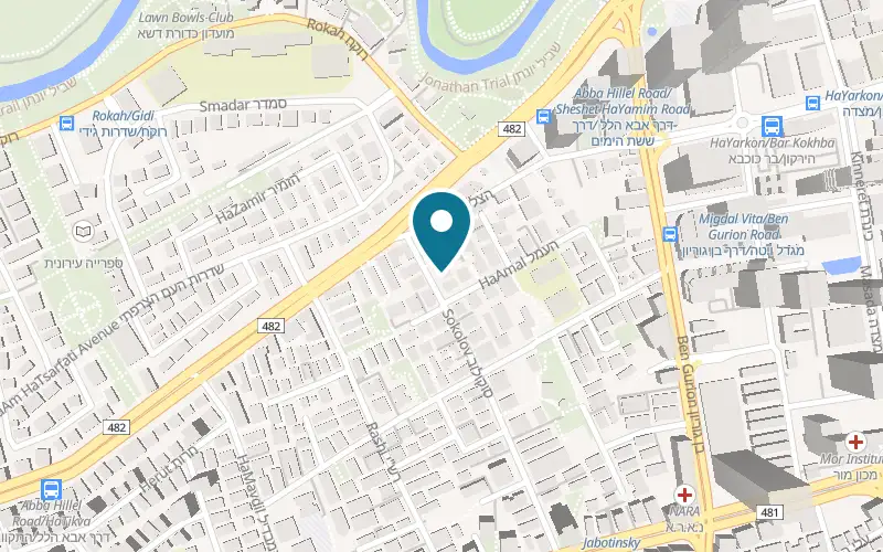 Map showing Studio Naim Sokolov 34 at 34 Sokolov Street, Nahalat Ganim, Ramat Gan