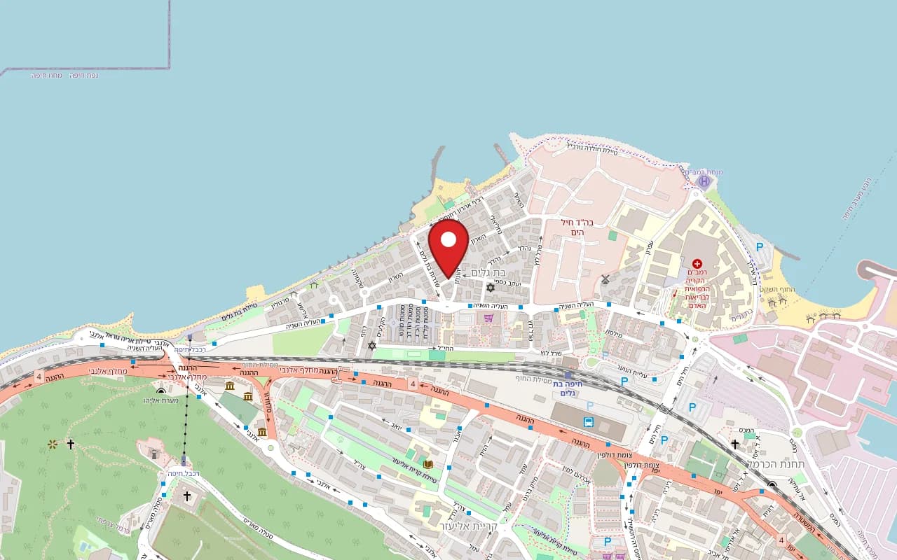Map showing Sunflour Pizza at 19 Yaakov Caspi Street, Haifa