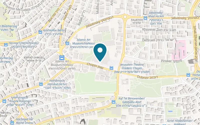 Map showing Talbiye at 5 Chopin Street, beneath the Jerusalem Theatre, Jerusalem