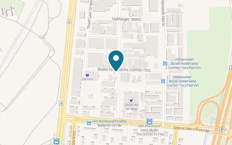 Map showing Teamim Plus at 12 Ba'alei HaMelakha Street, Kiryat Bialik industrial area, Kiryat Bialik